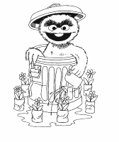 A coloring page of sesame street